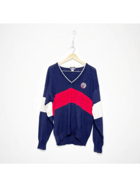 Vintage 1992 U.S. Open Pebble Beach Sweater USGA V Neck blue cotton mens L large